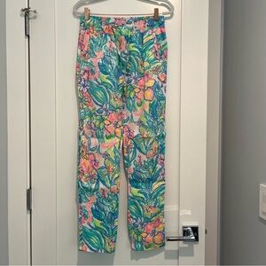 Lilly Pulitzer Taron Mid-Rise Linen Pant Neon Print